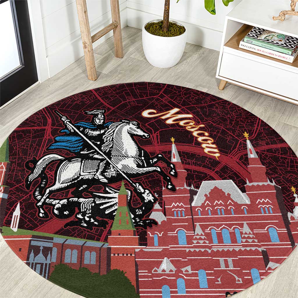 Russia Moscow Capital Round Carpet Moskva Red Square Map