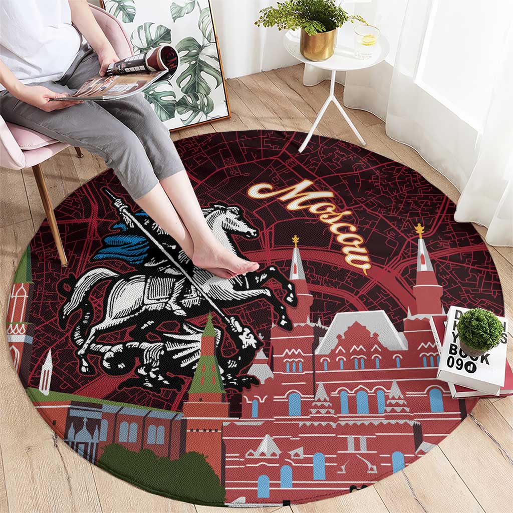 Russia Moscow Capital Round Carpet Moskva Red Square Map