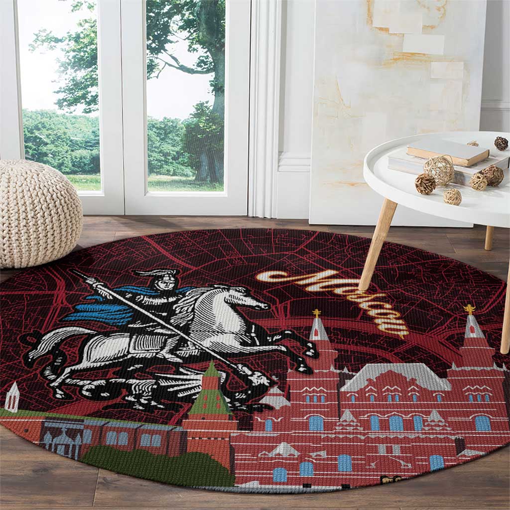 Russia Moscow Capital Round Carpet Moskva Red Square Map