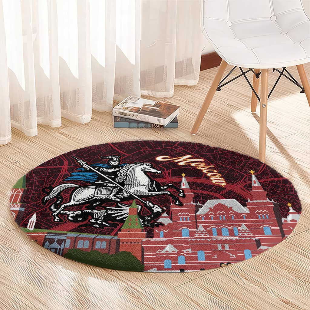 Russia Moscow Capital Round Carpet Moskva Red Square Map
