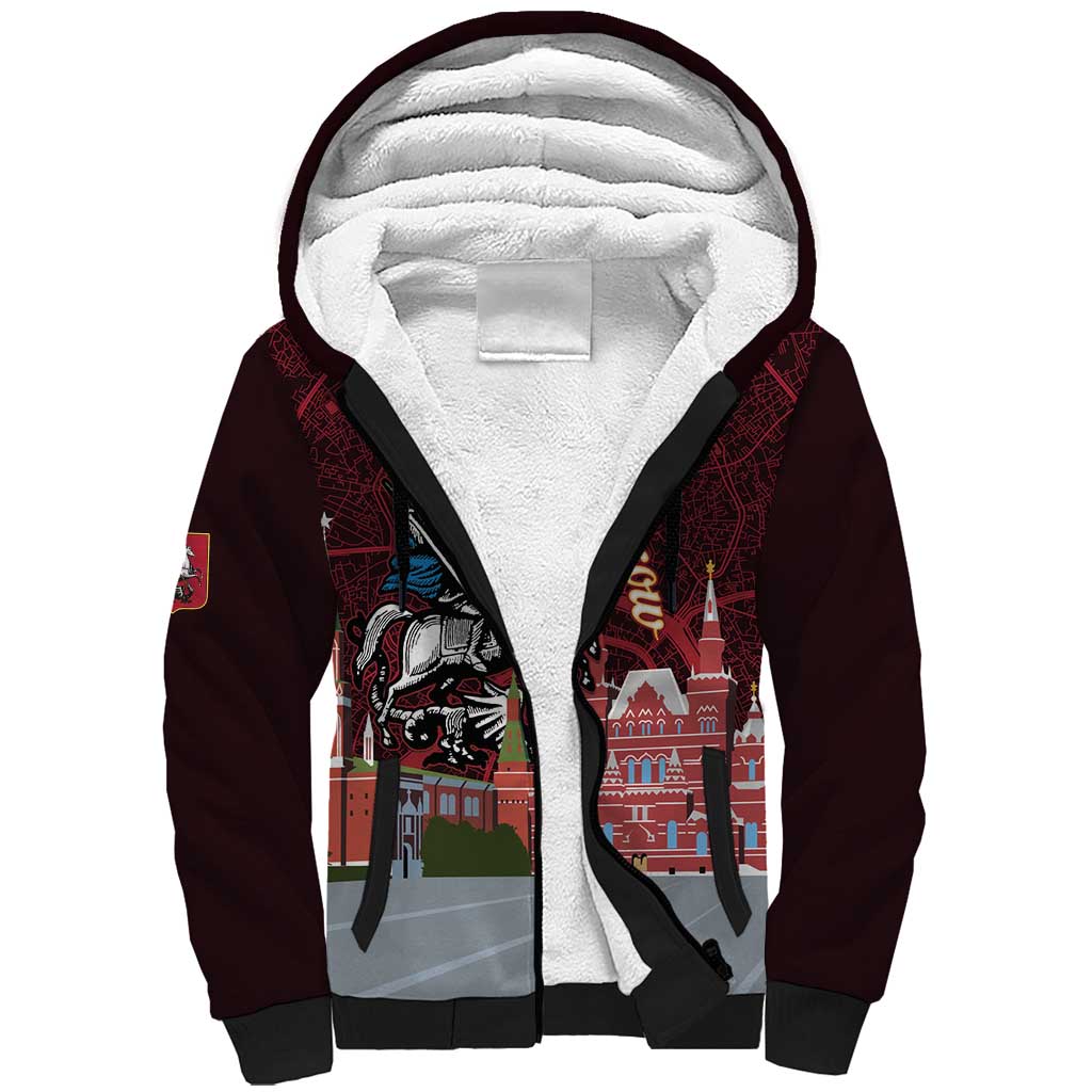 Russia Moscow Capital Sherpa Hoodie Moskva Red Square Map
