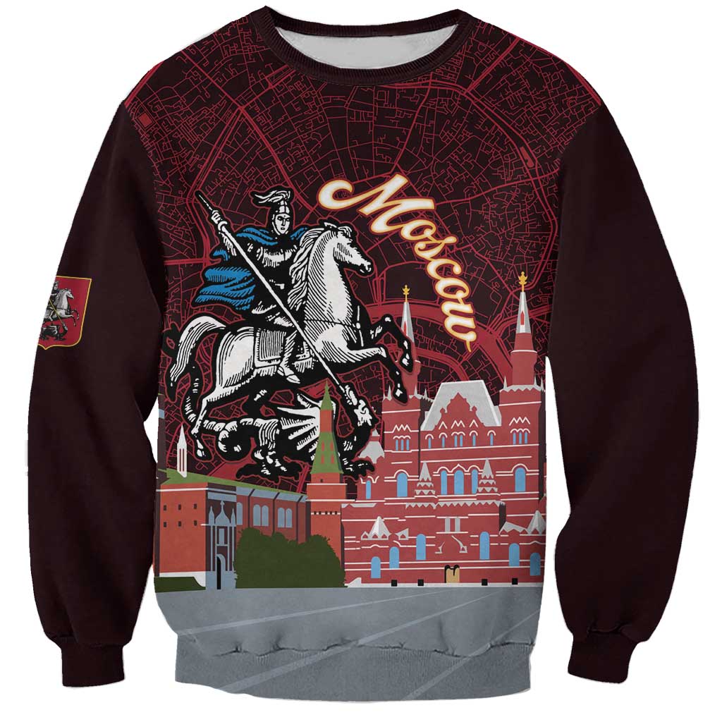 Russia Moscow Capital Sweatshirt Moskva Red Square Map