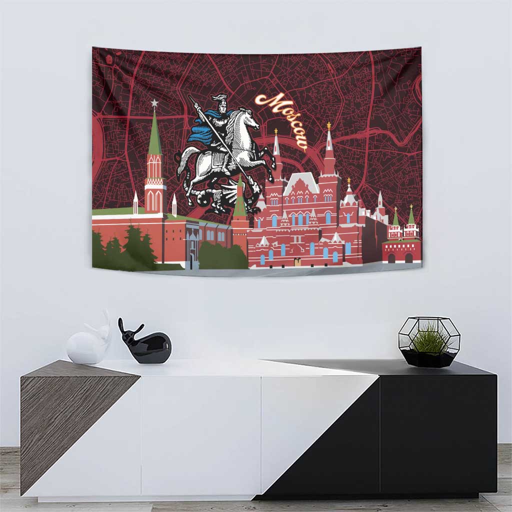Russia Moscow Capital Tapestry Moskva Red Square Map