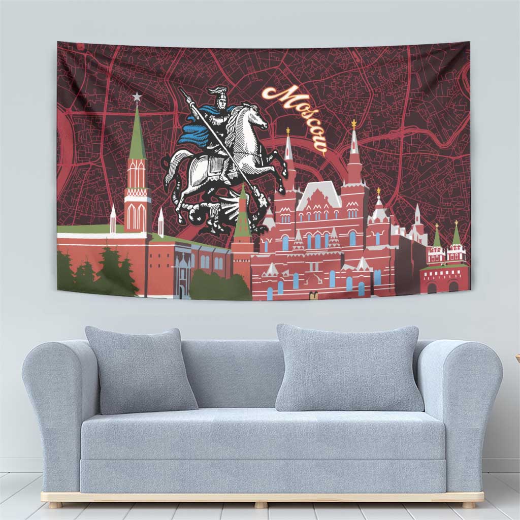 Russia Moscow Capital Tapestry Moskva Red Square Map