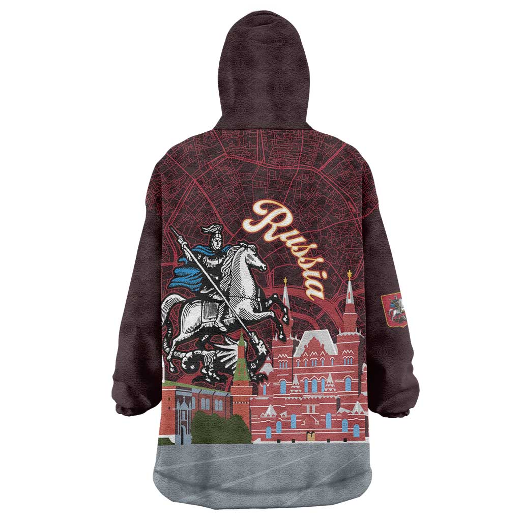 Russia Moscow Capital Wearable Blanket Hoodie Moskva Red Square Map