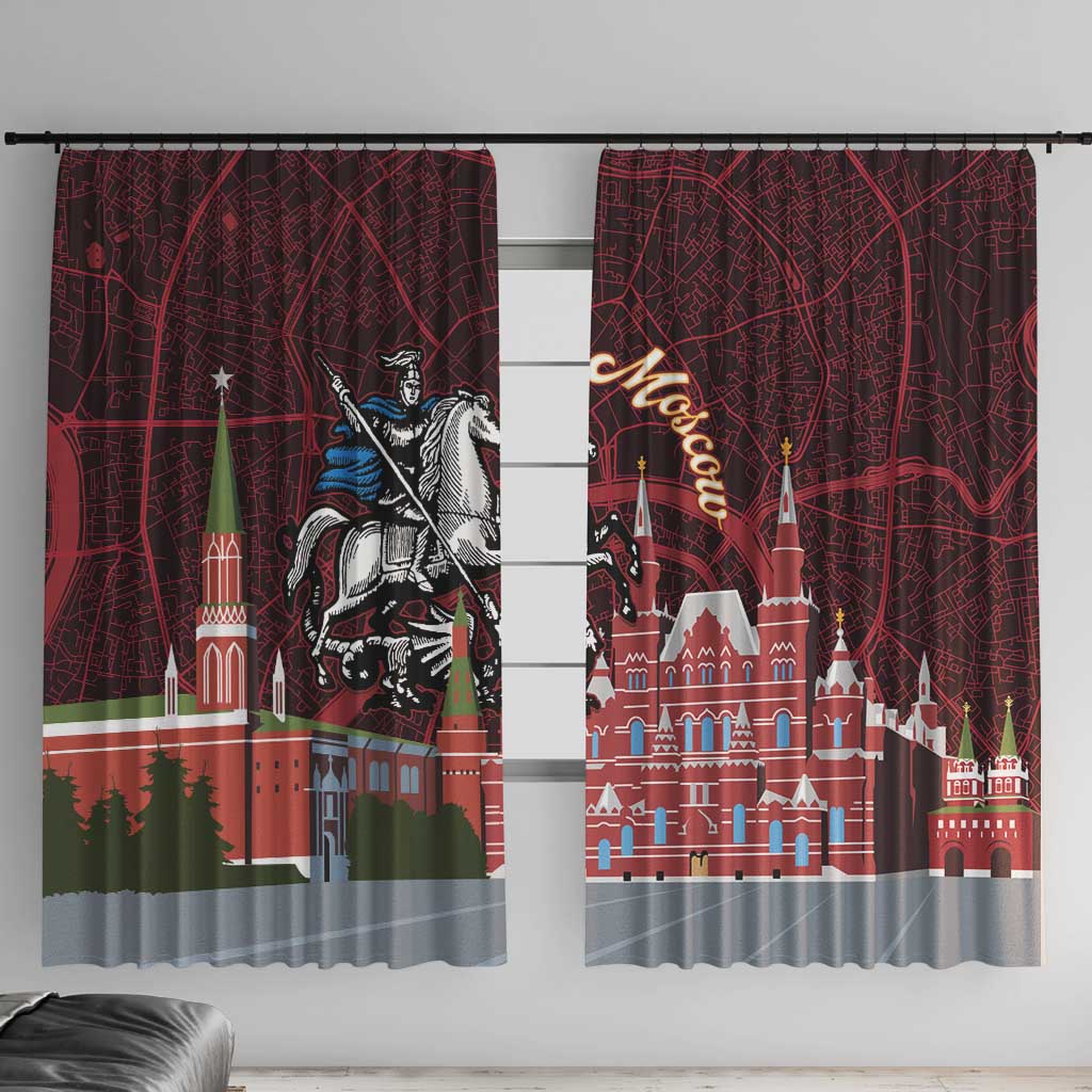 Russia Moscow Capital Window Curtain Moskva Red Square Map