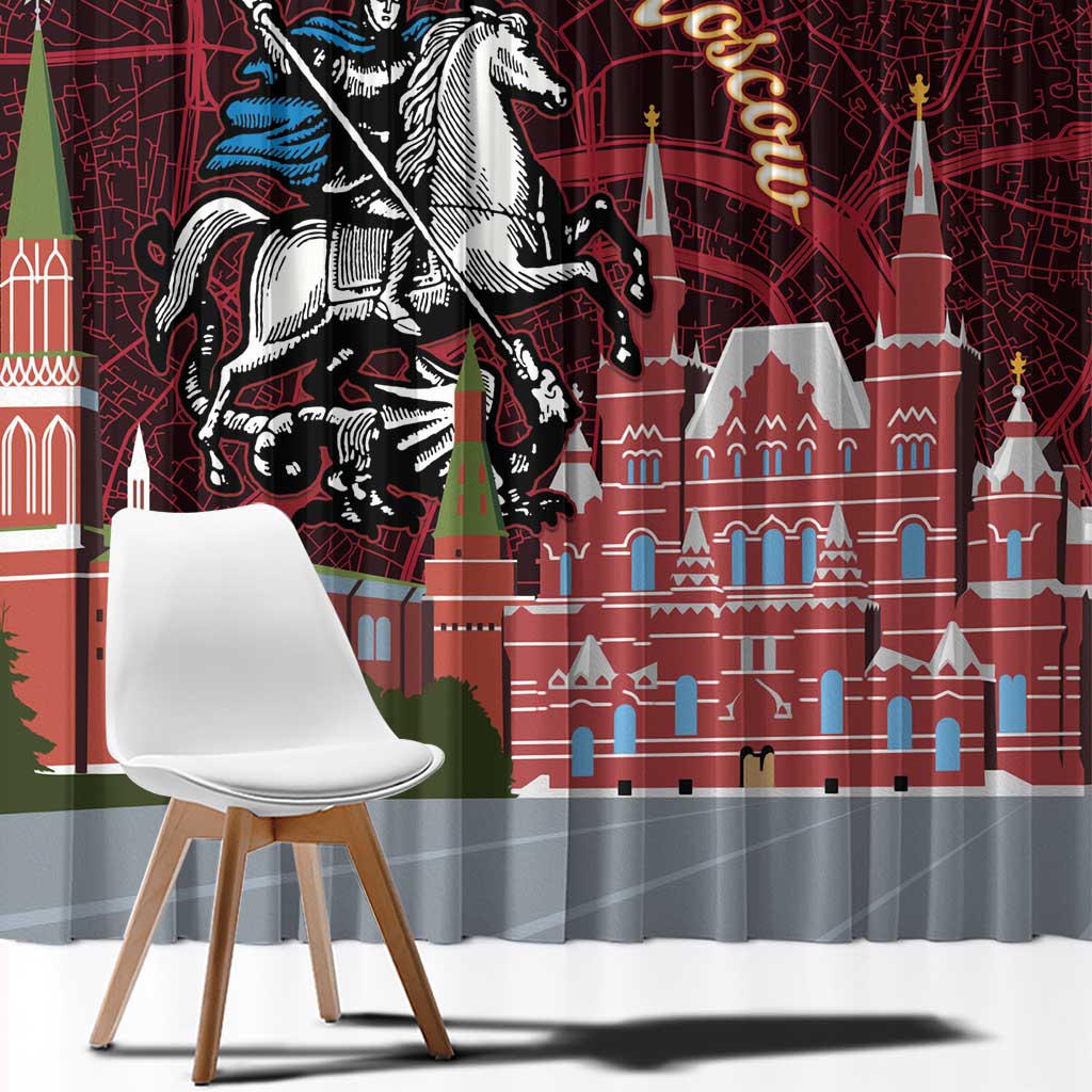 Russia Moscow Capital Window Curtain Moskva Red Square Map