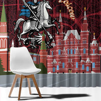 Russia Moscow Capital Window Curtain Moskva Red Square Map