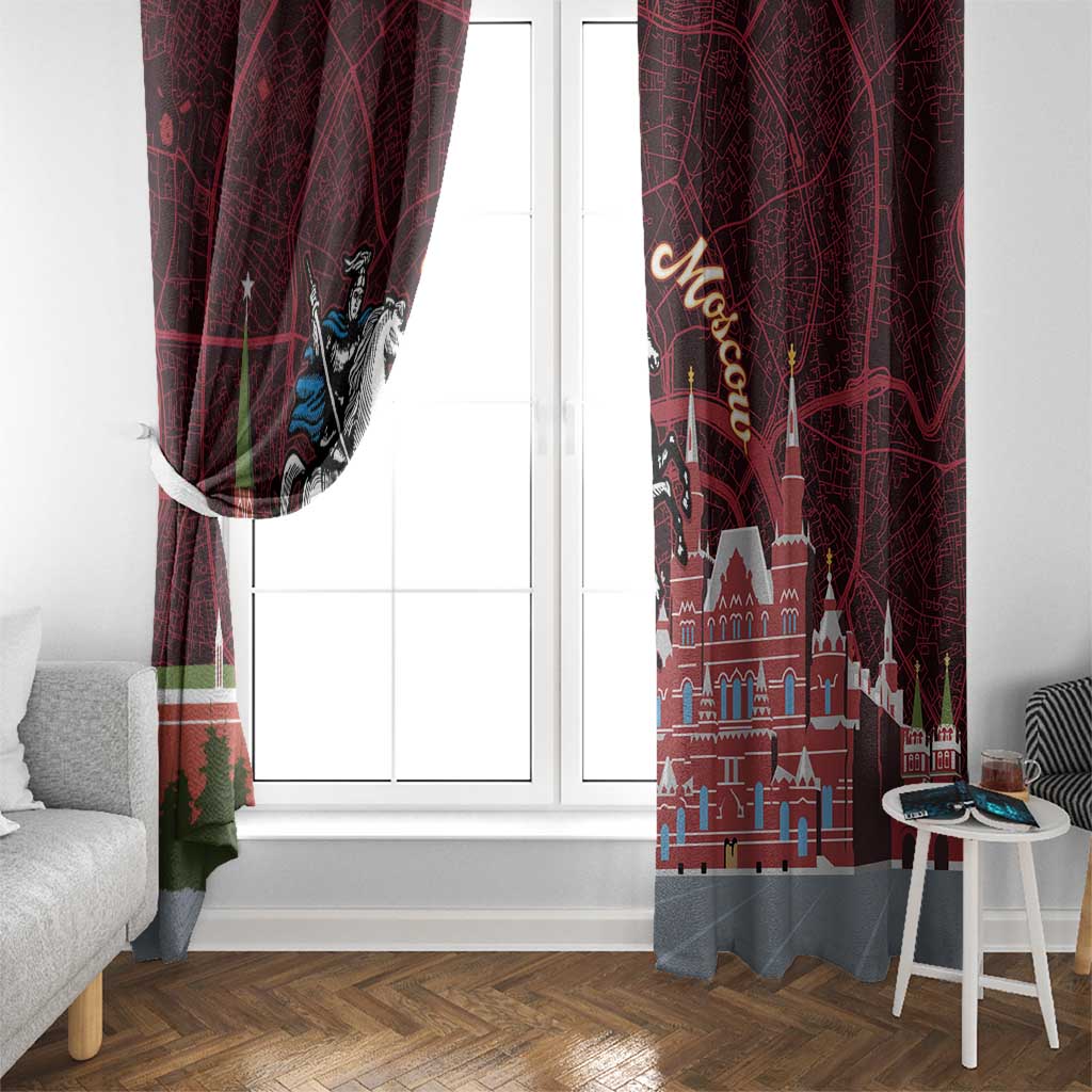 Russia Moscow Capital Window Curtain Moskva Red Square Map