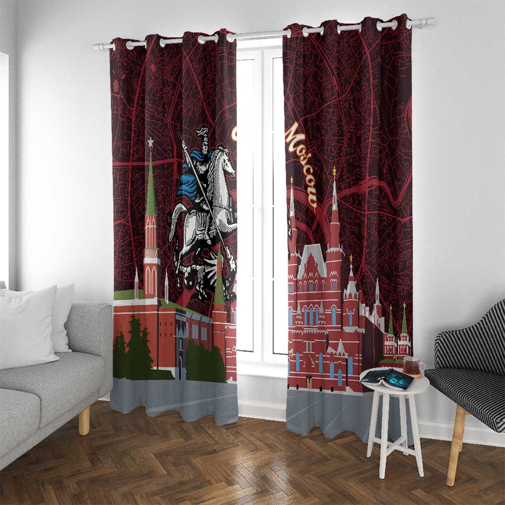 Russia Moscow Capital Window Curtain Moskva Red Square Map