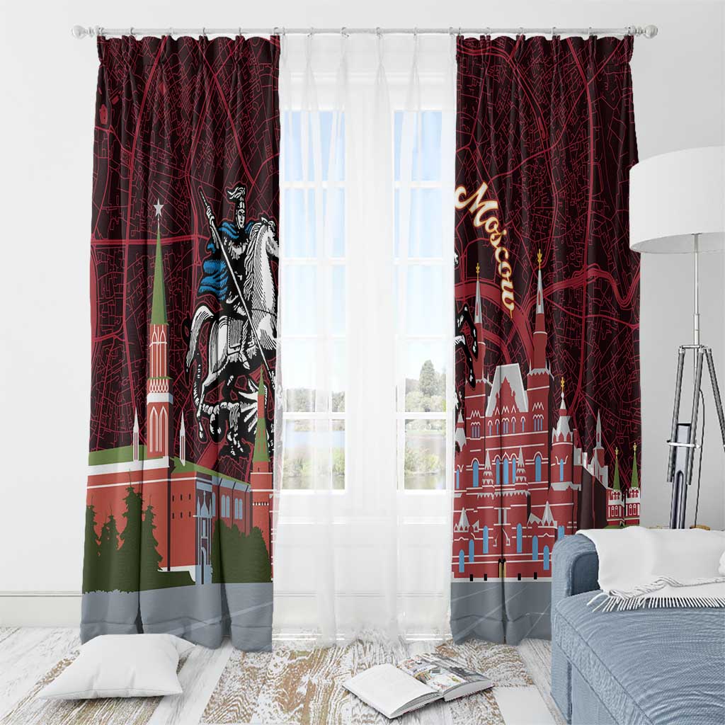 Russia Moscow Capital Window Curtain Moskva Red Square Map