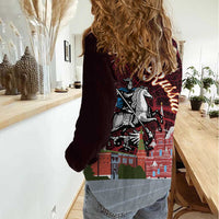 Russia Moscow Capital Women Casual Shirt Moskva Red Square Map