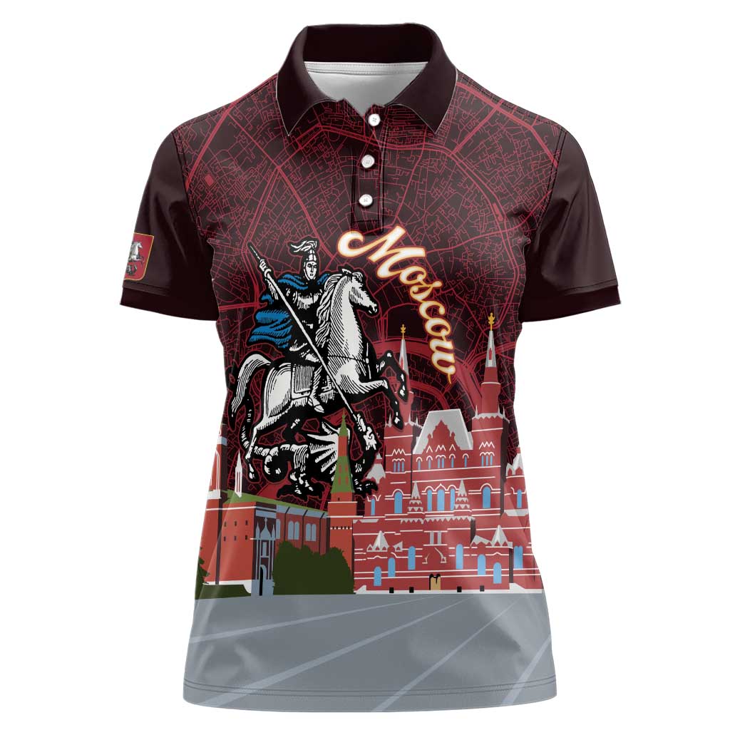 Russia Moscow Capital Women Polo Shirt Moskva Red Square Map