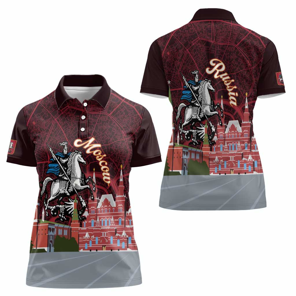 Russia Moscow Capital Women Polo Shirt Moskva Red Square Map