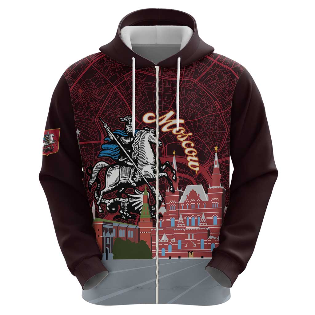 Russia Moscow Capital Zip Hoodie Moskva Red Square Map