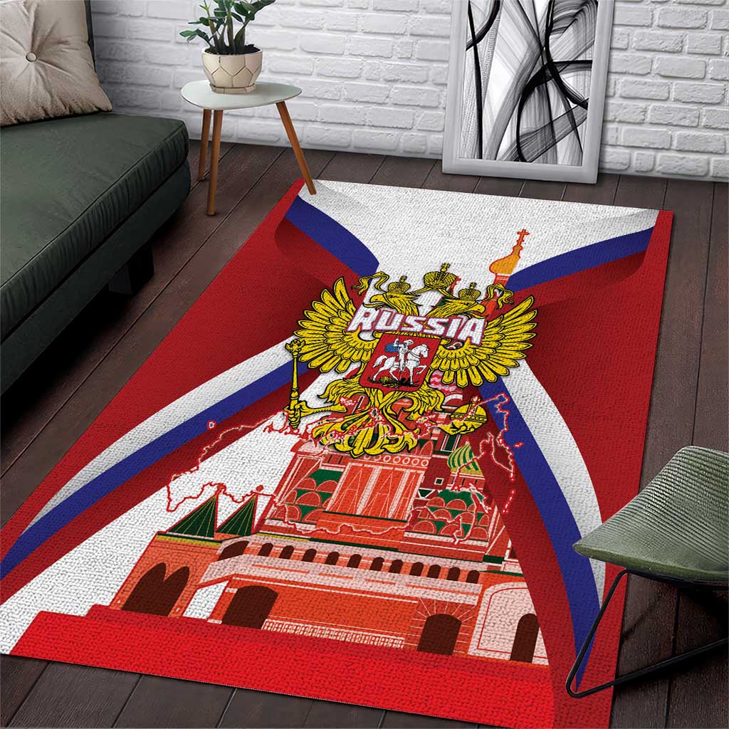 Russia Day Area Rug Coat Of Arms With Saint Basil's Cathedral