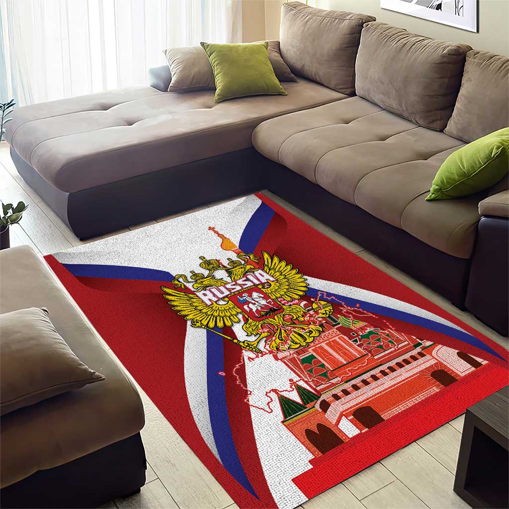 Russia Day Area Rug Coat Of Arms With Saint Basil's Cathedral