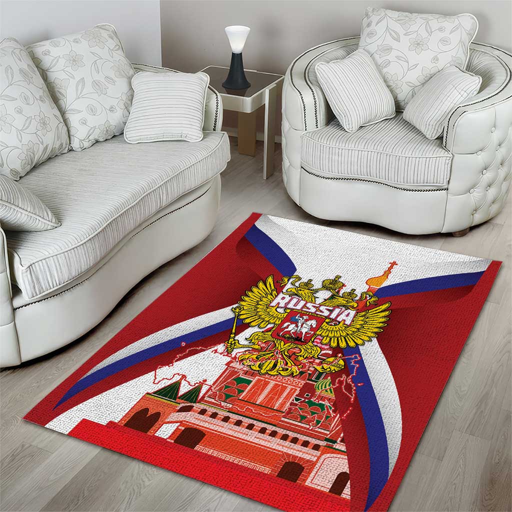 Russia Day Area Rug Coat Of Arms With Saint Basil's Cathedral