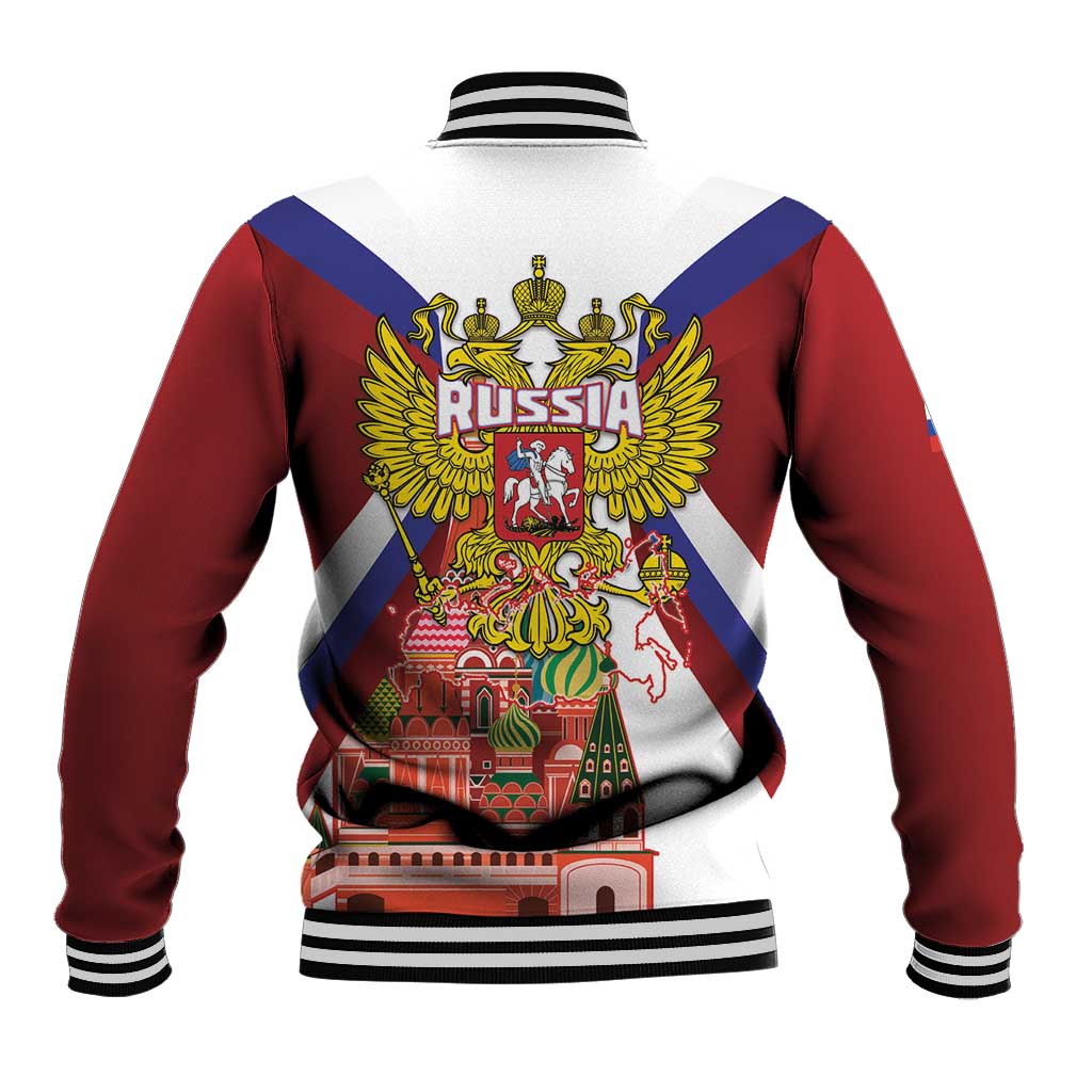 Russia Day Baseball Jacket Coat Of Arms With Saint Basil's Cathedral