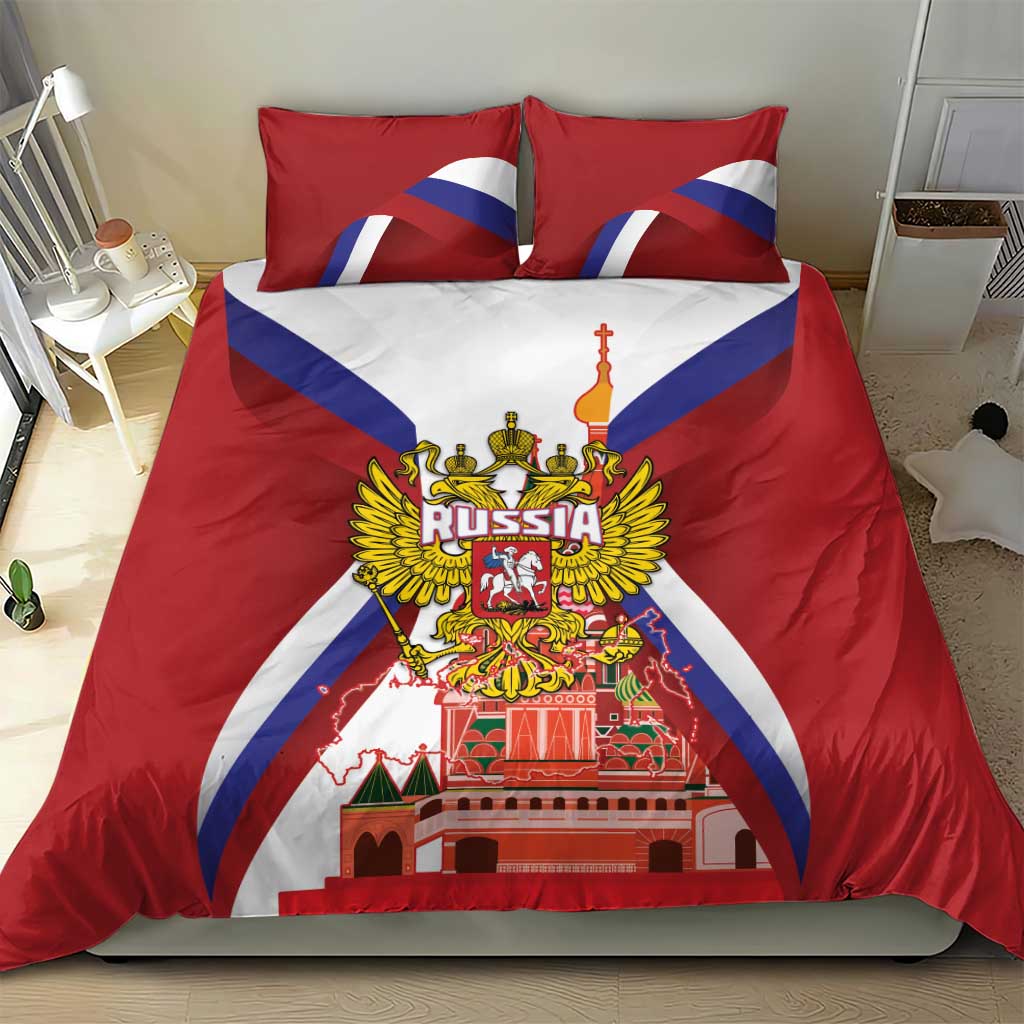 Russia Day Bedding Set Coat Of Arms With Saint Basil's Cathedral