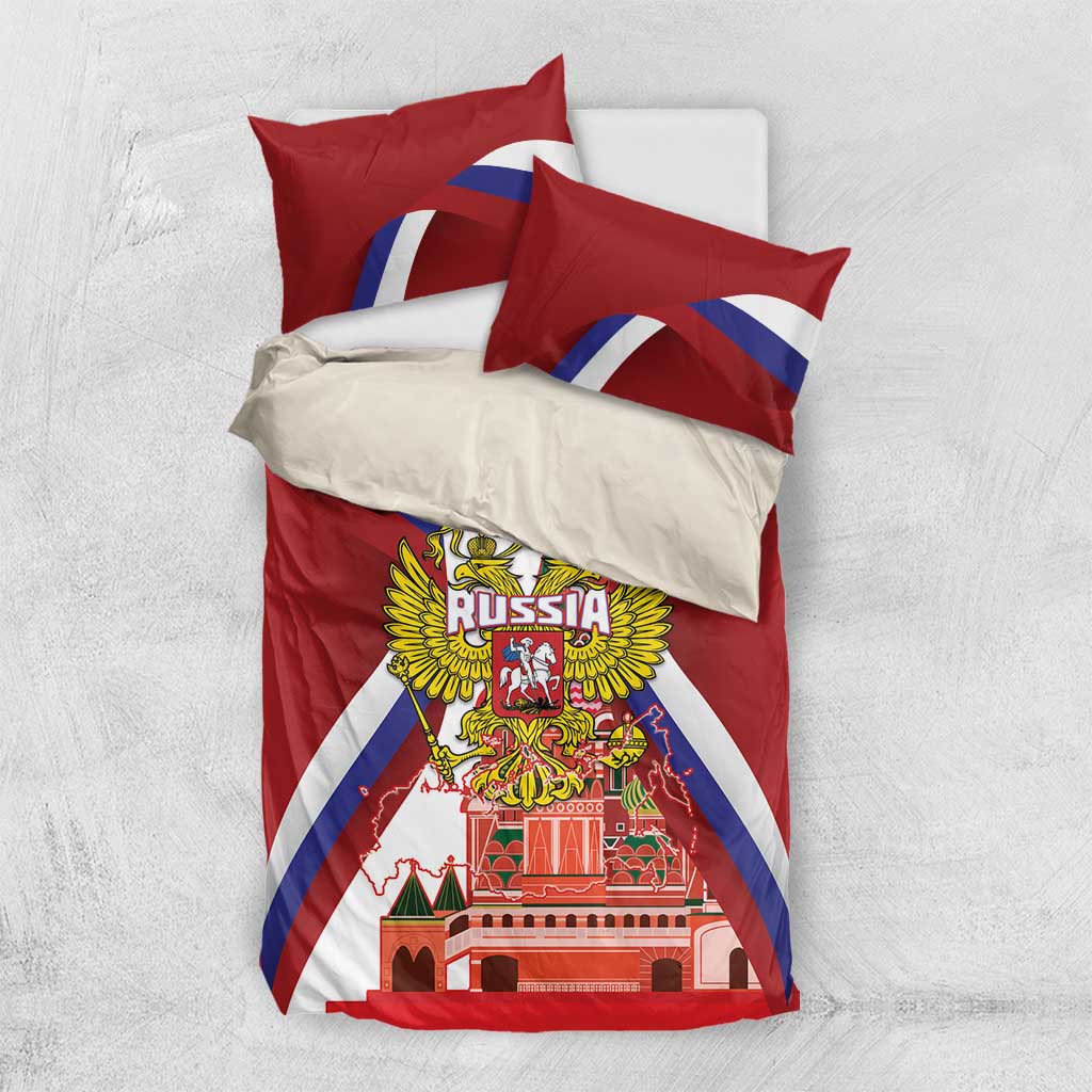 Russia Day Bedding Set Coat Of Arms With Saint Basil's Cathedral