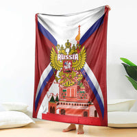 Russia Day Blanket Coat Of Arms With Saint Basil's Cathedral