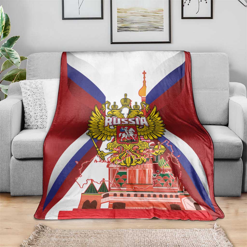 Russia Day Blanket Coat Of Arms With Saint Basil's Cathedral