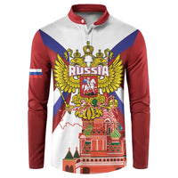 Russia Day Button Sweatshirt Coat Of Arms With Saint Basil's Cathedral