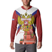 Russia Day Button Sweatshirt Coat Of Arms With Saint Basil's Cathedral
