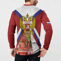 Russia Day Button Sweatshirt Coat Of Arms With Saint Basil's Cathedral