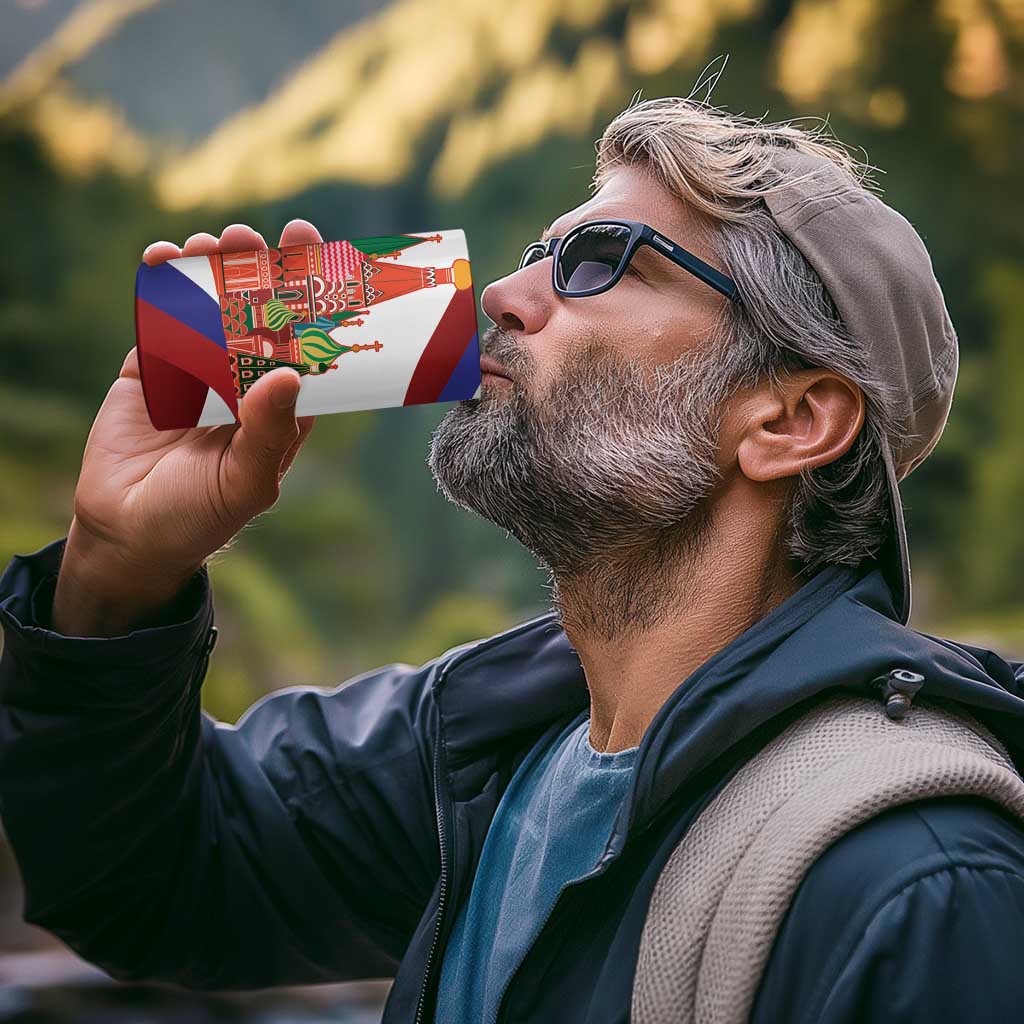 Russia Day 4 in 1 Can Cooler Tumbler Coat Of Arms With Saint Basil's Cathedral