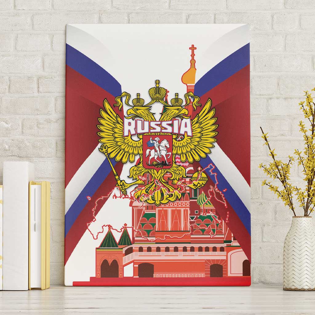 Russia Day Canvas Wall Art Coat Of Arms With Saint Basil's Cathedral