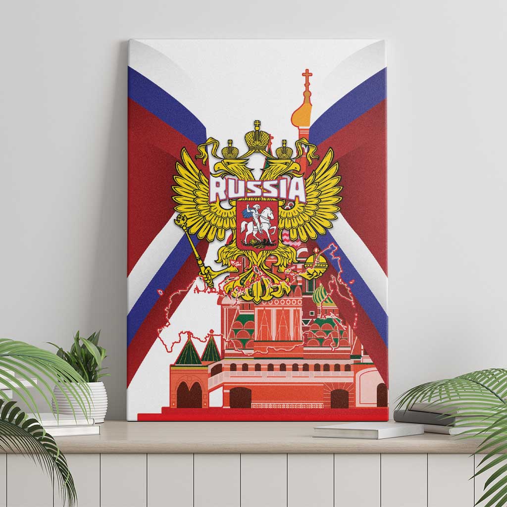Russia Day Canvas Wall Art Coat Of Arms With Saint Basil's Cathedral