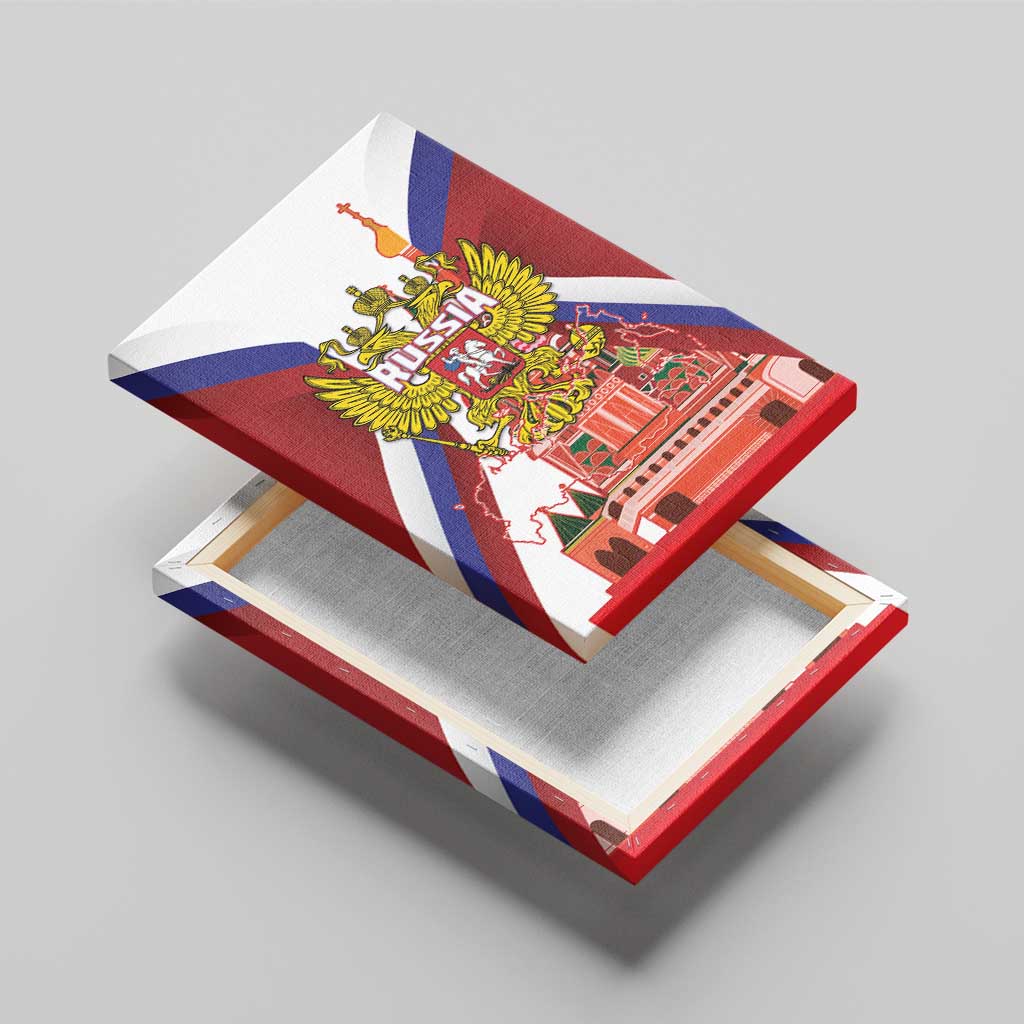 Russia Day Canvas Wall Art Coat Of Arms With Saint Basil's Cathedral