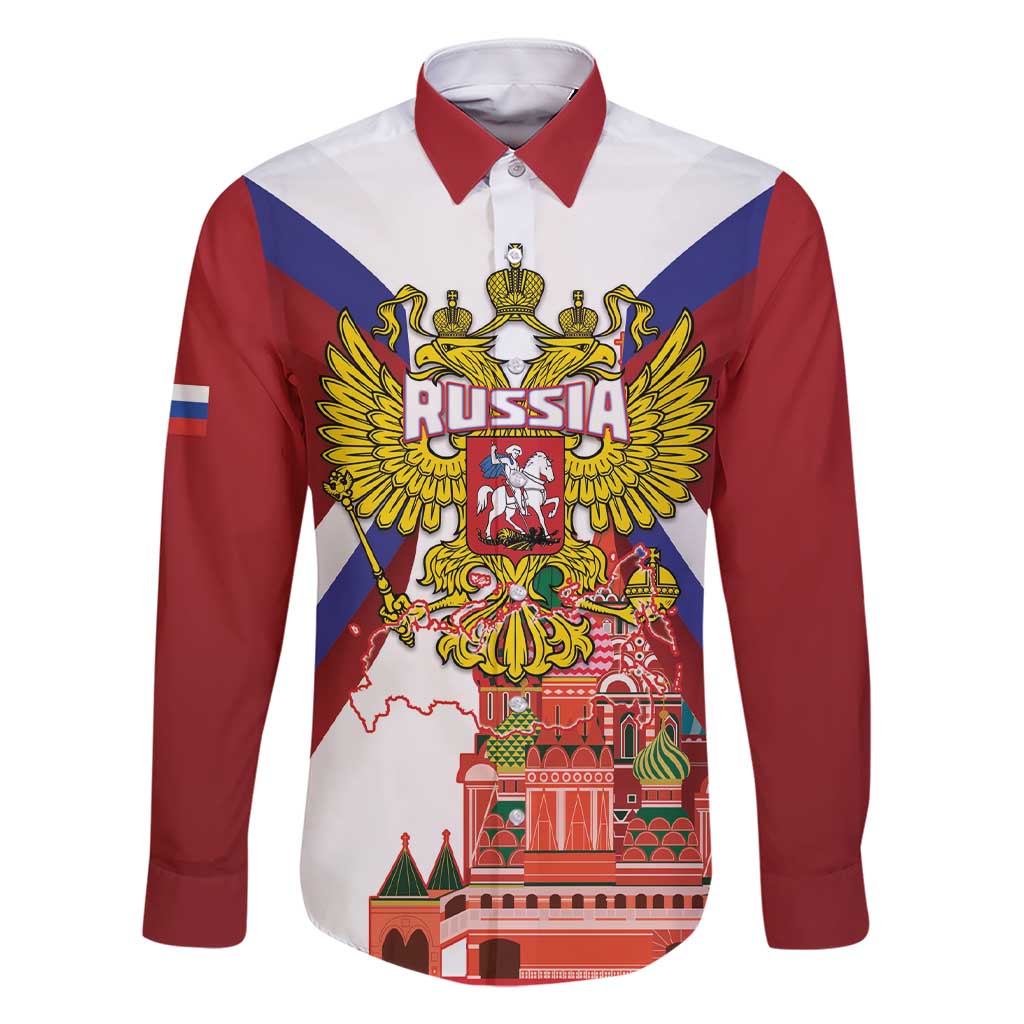 Russia Day Family Matching Short Sleeve Bodycon Dress and Hawaiian Shirt Coat Of Arms With Saint Basil's Cathedral