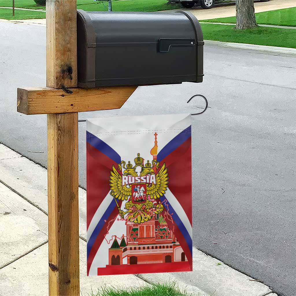 Russia Day Garden Flag Coat Of Arms With Saint Basil's Cathedral