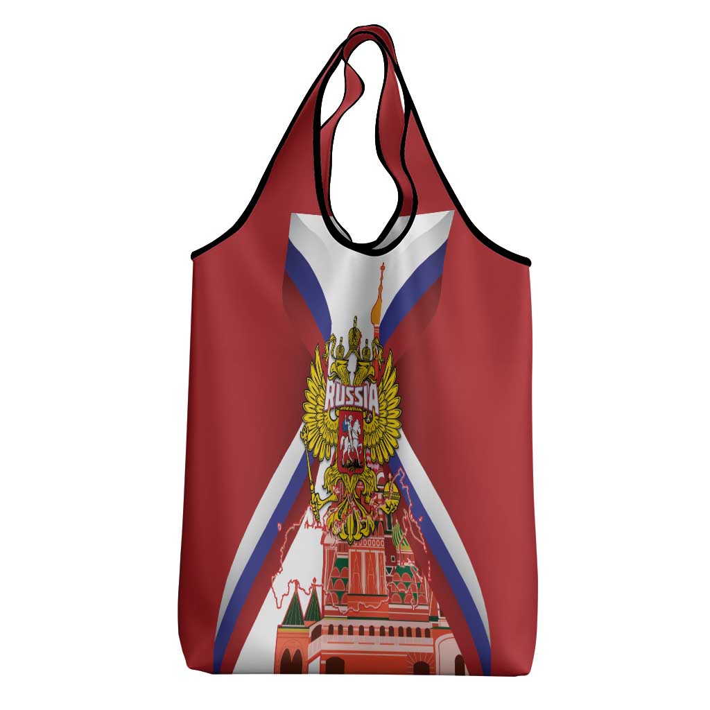 Russia Day Grocery Bag Coat Of Arms With Saint Basil's Cathedral