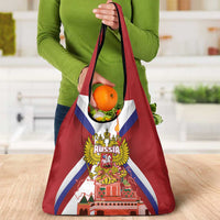 Russia Day Grocery Bag Coat Of Arms With Saint Basil's Cathedral
