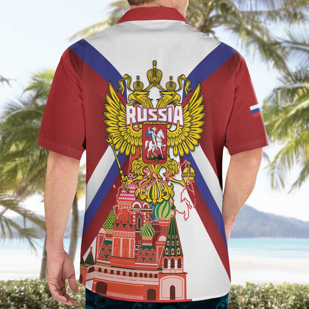 Russia Day Hawaiian Shirt Coat Of Arms With Saint Basil's Cathedral