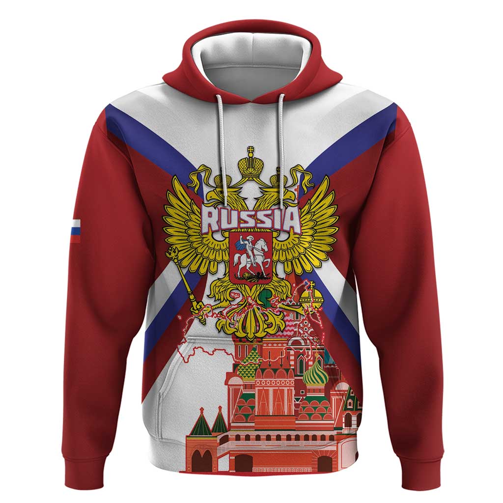 Russia Day Hoodie Coat Of Arms With Saint Basil's Cathedral