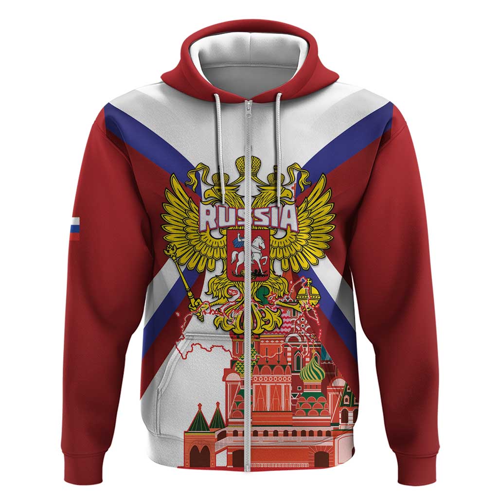 Russia Day Hoodie Coat Of Arms With Saint Basil's Cathedral
