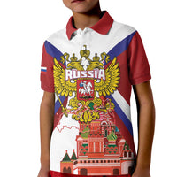 Russia Day Kid Polo Shirt Coat Of Arms With Saint Basil's Cathedral
