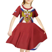 Russia Day Kid Short Sleeve Dress Coat Of Arms With Saint Basil's Cathedral