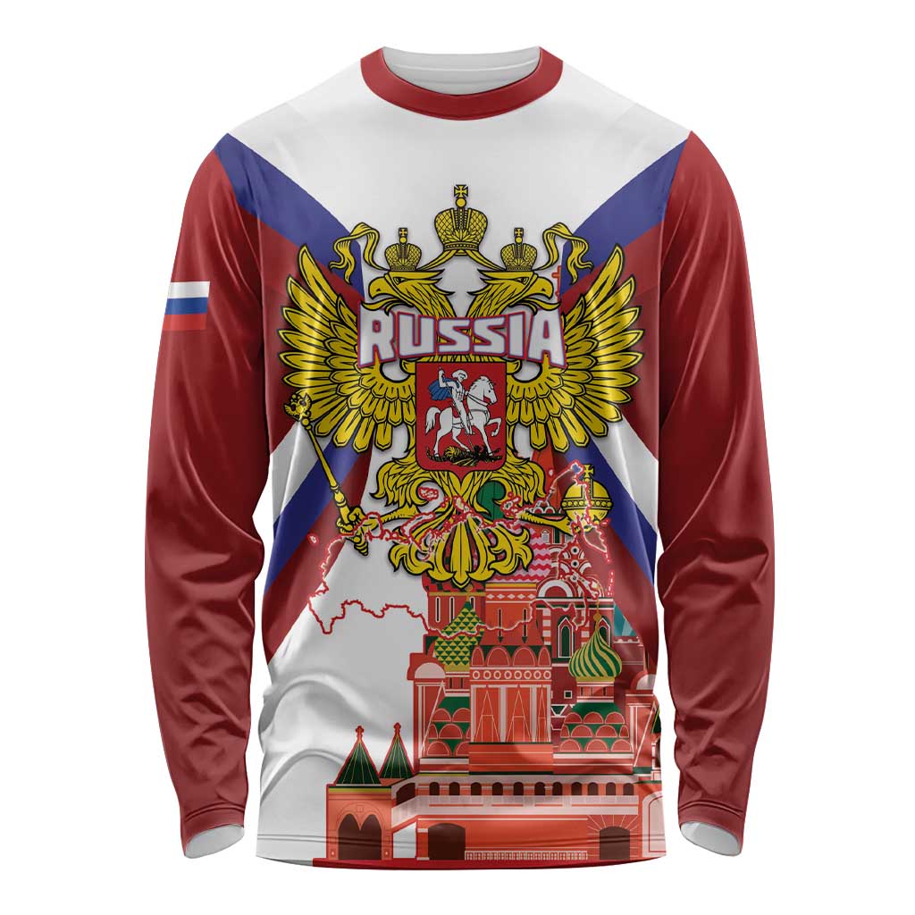 Russia Day Long Sleeve Shirt Coat Of Arms With Saint Basil's Cathedral
