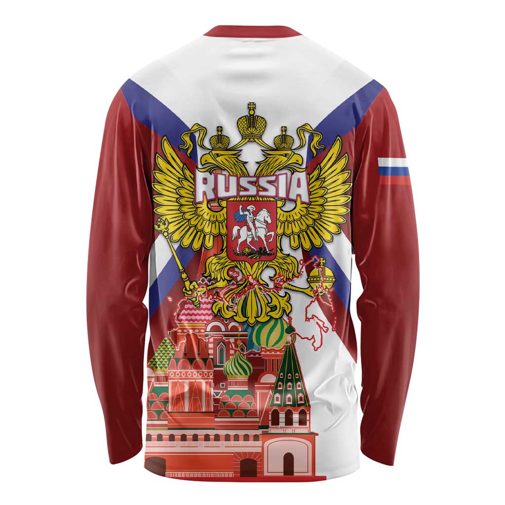 Russia Day Long Sleeve Shirt Coat Of Arms With Saint Basil's Cathedral
