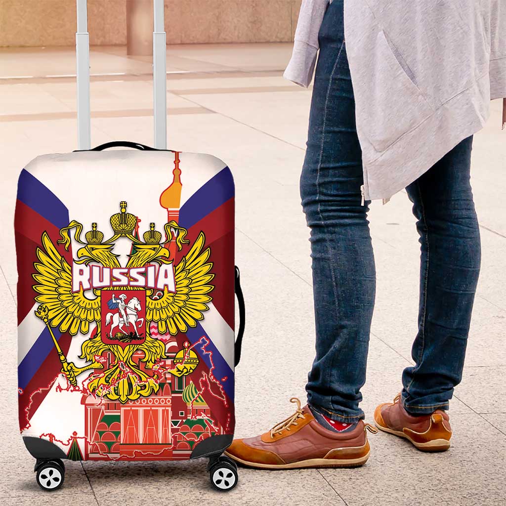 Russia Day Luggage Cover Coat Of Arms With Saint Basil's Cathedral