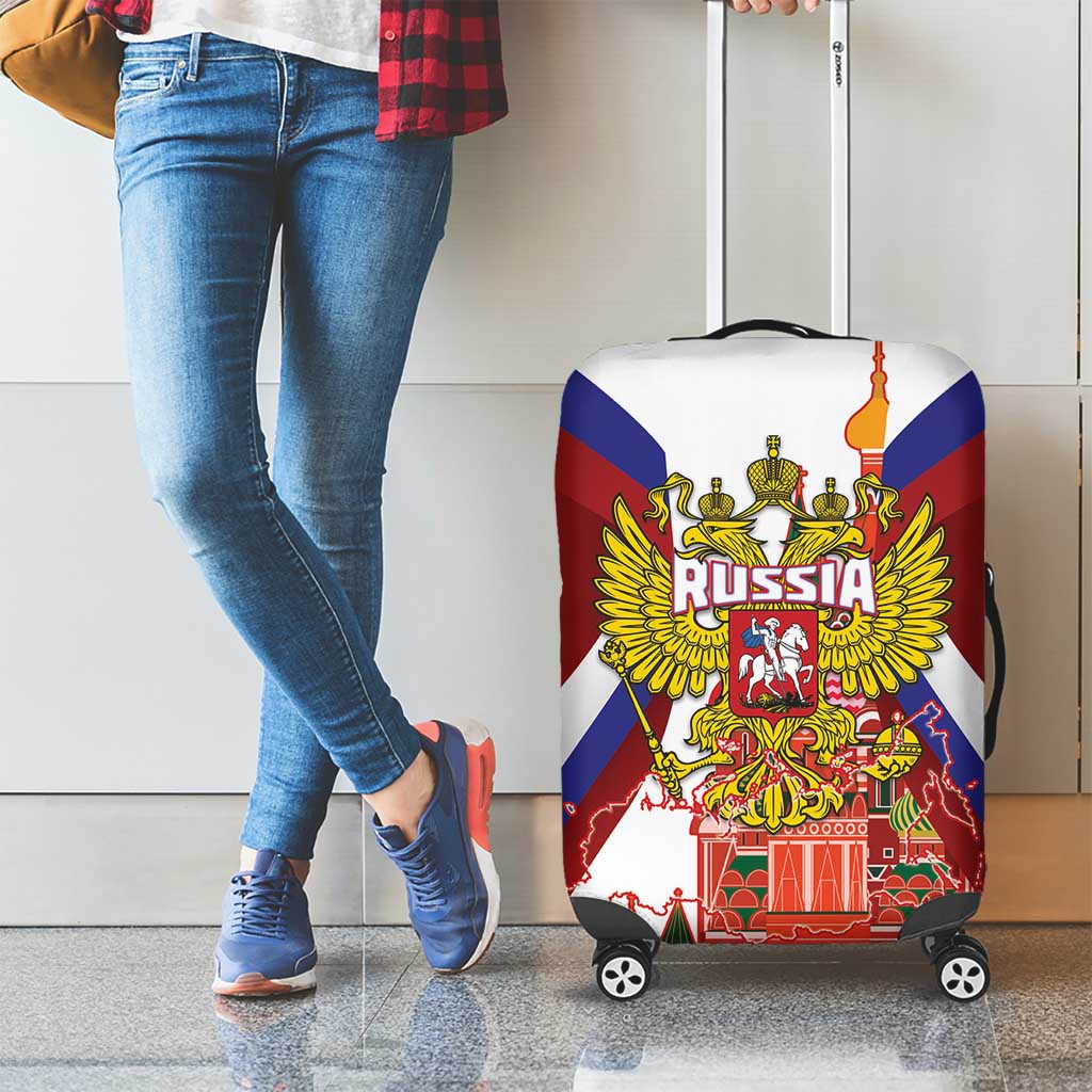 Russia Day Luggage Cover Coat Of Arms With Saint Basil's Cathedral