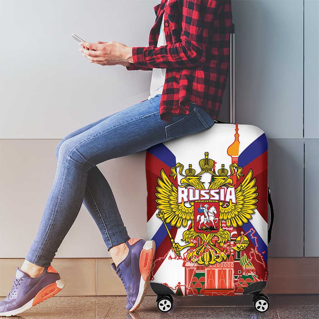 Russia Day Luggage Cover Coat Of Arms With Saint Basil's Cathedral