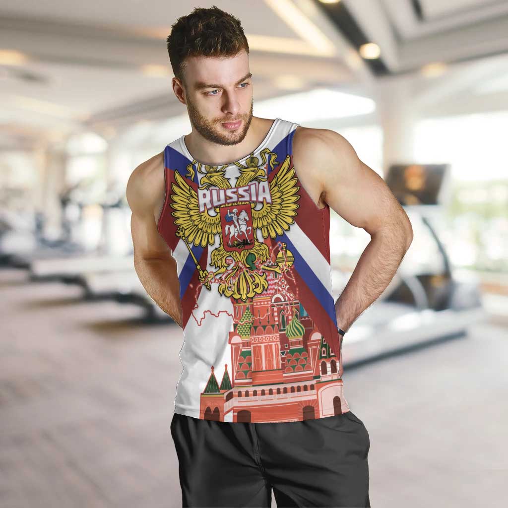 Russia Day Men Tank Top Coat Of Arms With Saint Basil's Cathedral