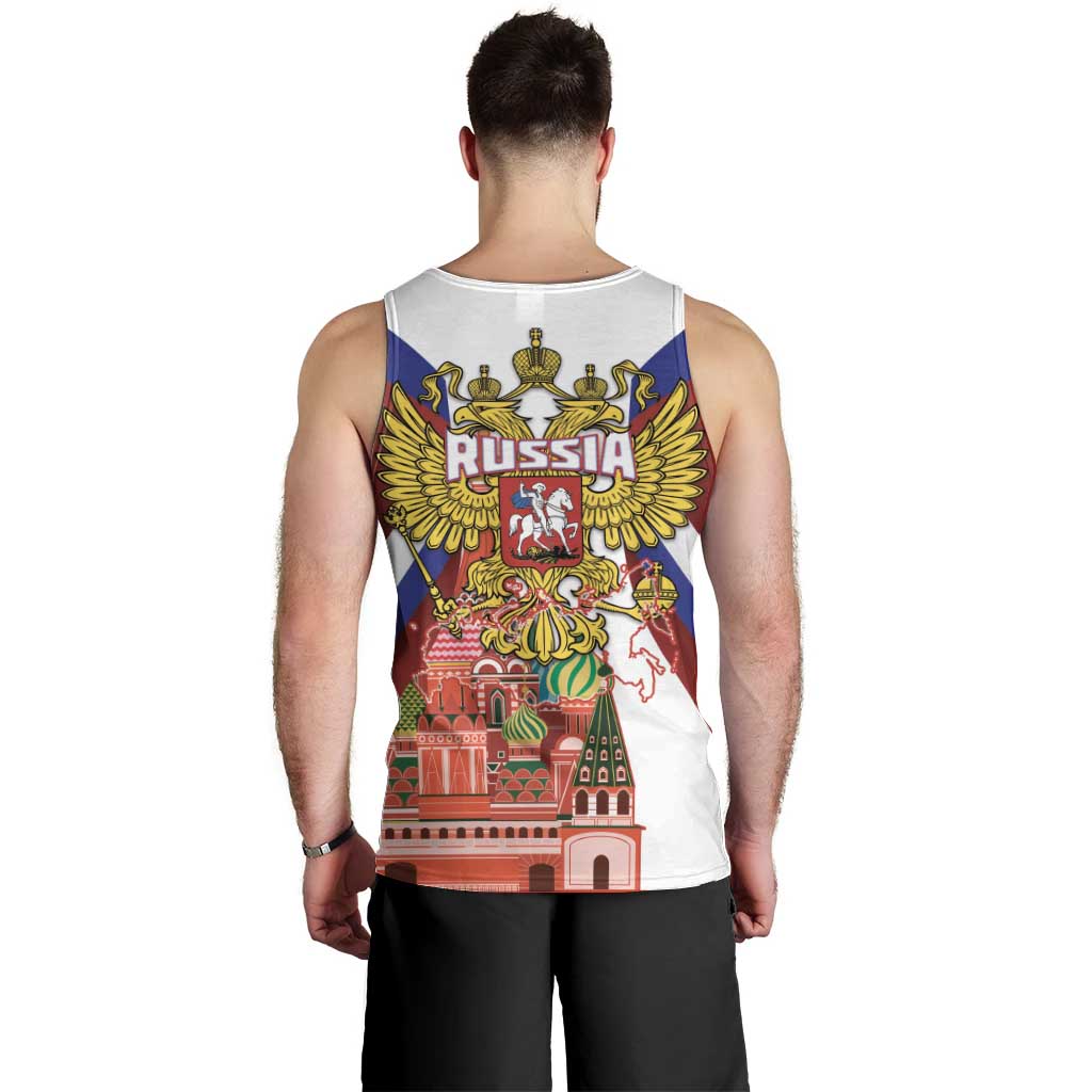 Russia Day Men Tank Top Coat Of Arms With Saint Basil's Cathedral